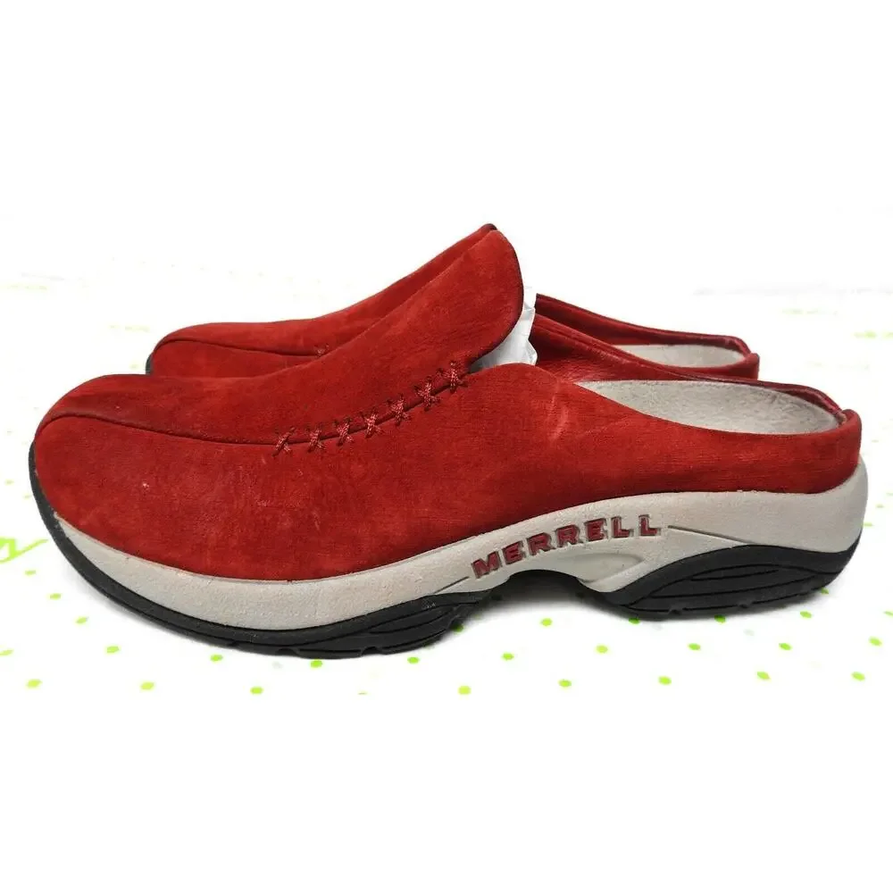 Merrell women's size 6.5 red ember suede slip on sneakers shoes comfort